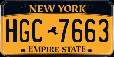 NY license plate HGC7663