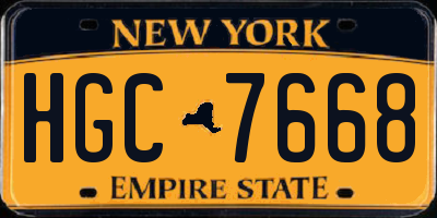 NY license plate HGC7668