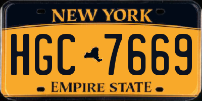NY license plate HGC7669