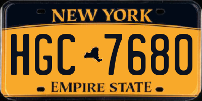 NY license plate HGC7680