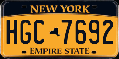 NY license plate HGC7692