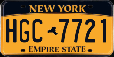 NY license plate HGC7721