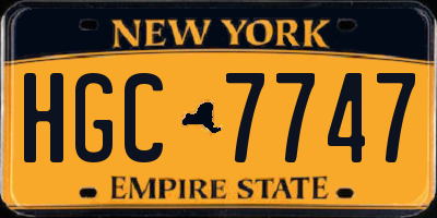NY license plate HGC7747