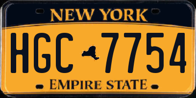 NY license plate HGC7754