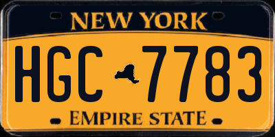 NY license plate HGC7783