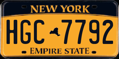 NY license plate HGC7792