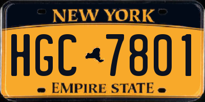 NY license plate HGC7801