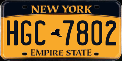 NY license plate HGC7802