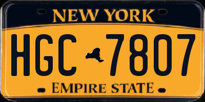 NY license plate HGC7807