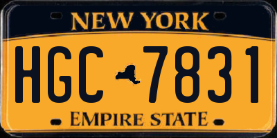 NY license plate HGC7831