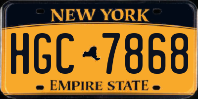 NY license plate HGC7868
