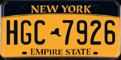 NY license plate HGC7926