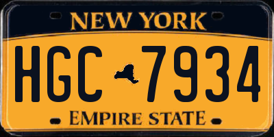 NY license plate HGC7934