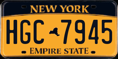 NY license plate HGC7945
