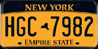 NY license plate HGC7982