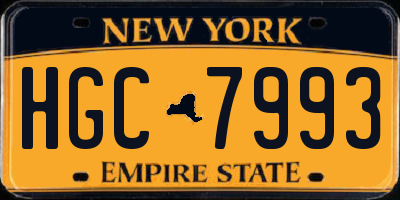 NY license plate HGC7993