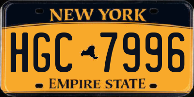 NY license plate HGC7996