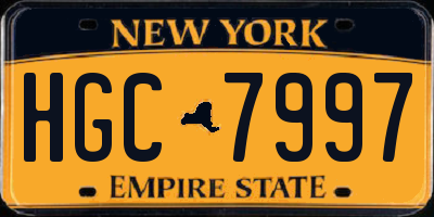 NY license plate HGC7997