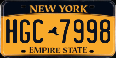 NY license plate HGC7998