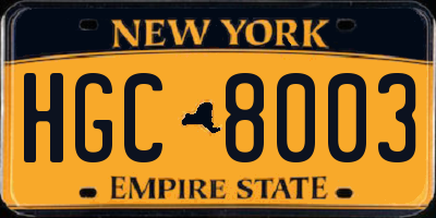 NY license plate HGC8003