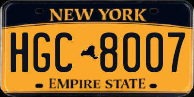NY license plate HGC8007