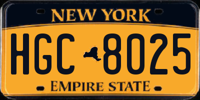 NY license plate HGC8025