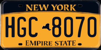 NY license plate HGC8070