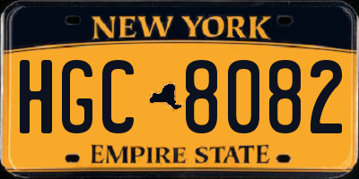 NY license plate HGC8082