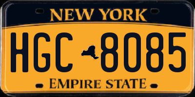 NY license plate HGC8085