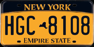 NY license plate HGC8108