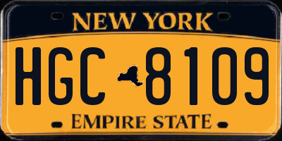 NY license plate HGC8109