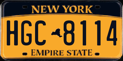 NY license plate HGC8114