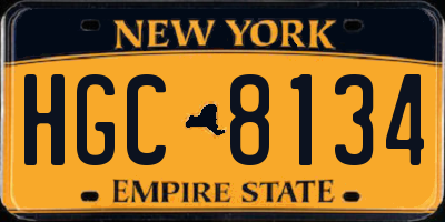 NY license plate HGC8134
