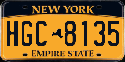 NY license plate HGC8135