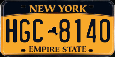 NY license plate HGC8140