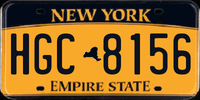NY license plate HGC8156