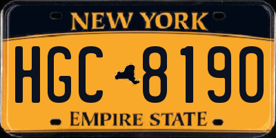 NY license plate HGC8190