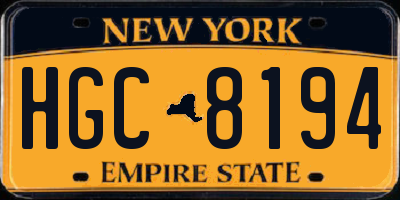 NY license plate HGC8194