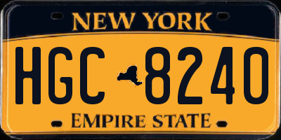 NY license plate HGC8240