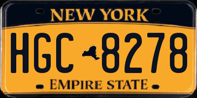 NY license plate HGC8278