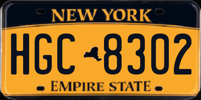 NY license plate HGC8302