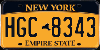 NY license plate HGC8343