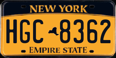 NY license plate HGC8362