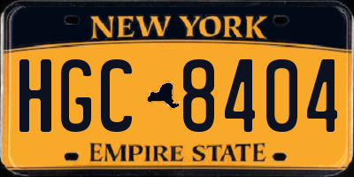 NY license plate HGC8404