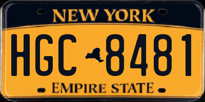 NY license plate HGC8481