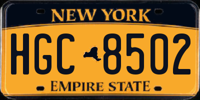 NY license plate HGC8502