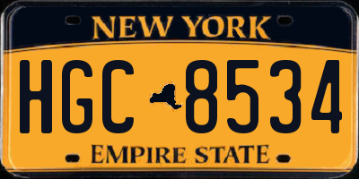 NY license plate HGC8534