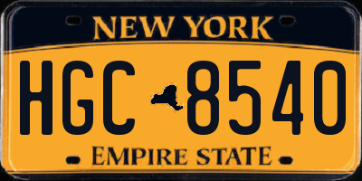 NY license plate HGC8540