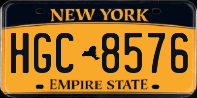 NY license plate HGC8576