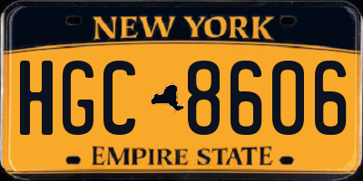 NY license plate HGC8606
